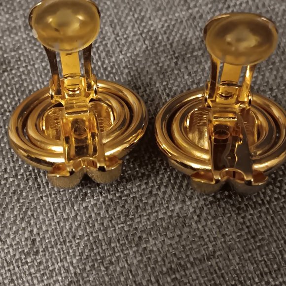BURBERRY GOLDTONE CLIPON AUTHENTIC EARRINGS